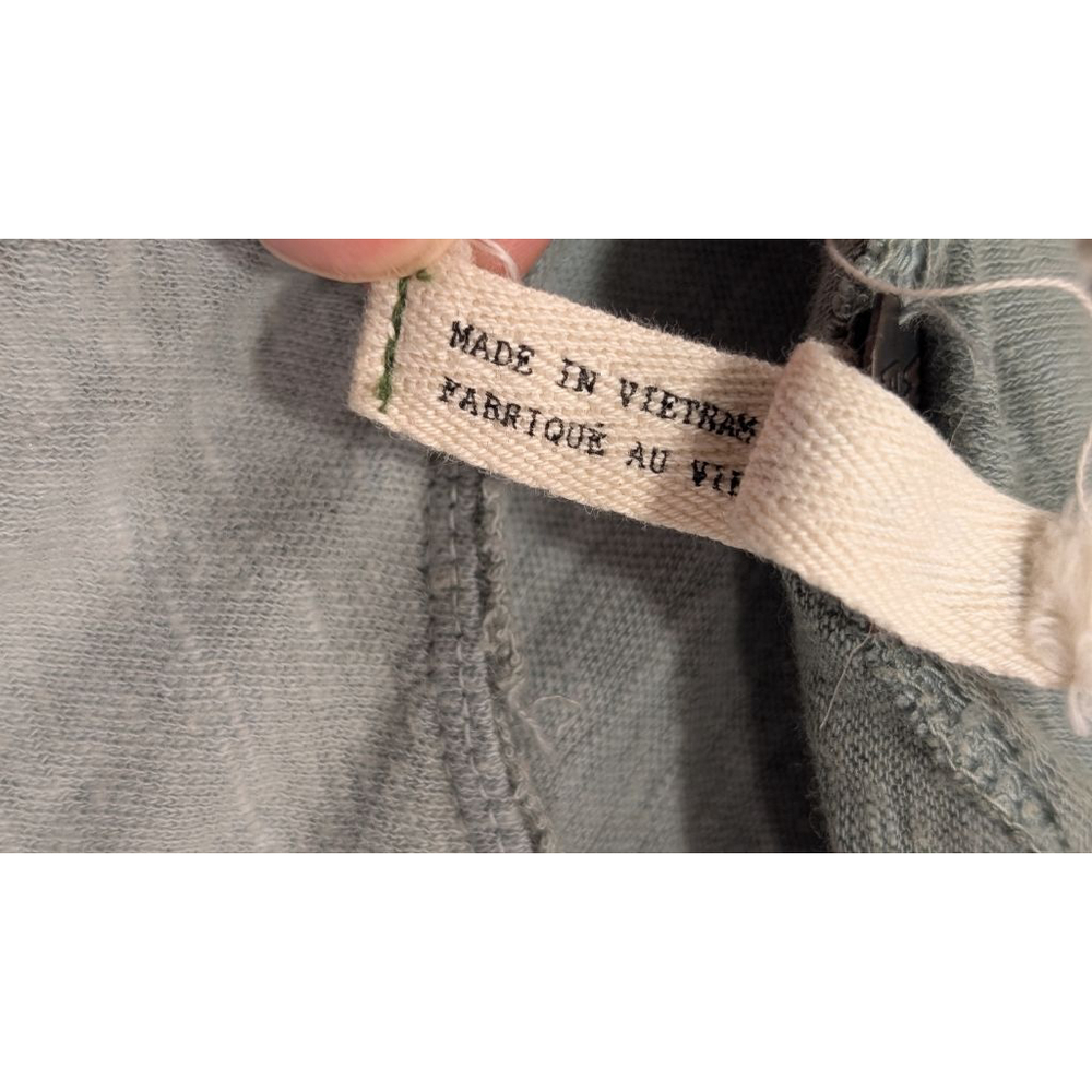 Women's Free People M Long Sleeve Ombre Green White Tee - Picture 11 of 13